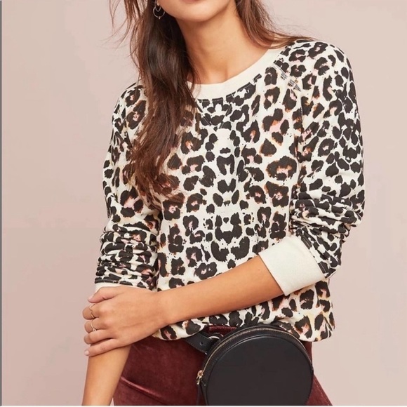 MOTHER Don’t Sweat It The Square Leopard Print Touch of the Tiger Sweatshirt XS - Picture 1 of 16